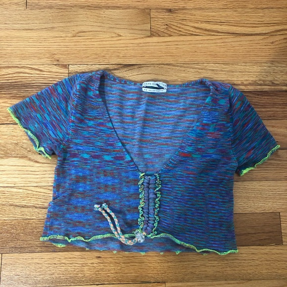 Urban Outfitters Teal Blue Y2K Knit Cropped Top - Picture 3 of 6